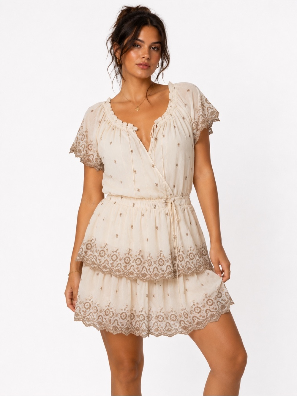 Chelsea & Violet Cream Lightweight Ruffle Blouse